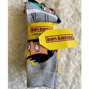 Bob's Burgers Mens Socks Crew Novelty Socks 6 pairs NEW Multicolor